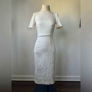 Jacquard Weave Closed Back White Dress size 2